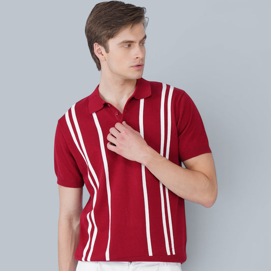 Elite Red German Knit Polo