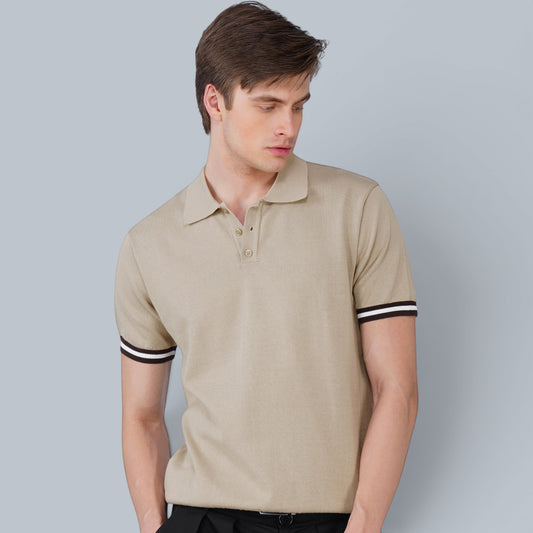 Select Beige German Jacquard Polo