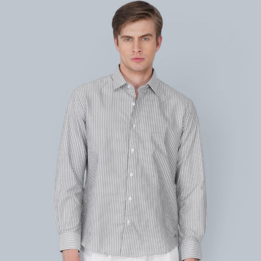 Serano Grey Striped Oxford Shirt