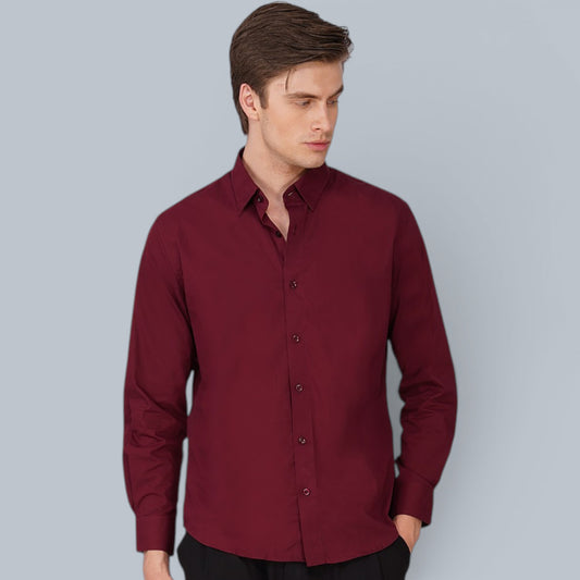 Noir Wine Poplin Cotton Shirt