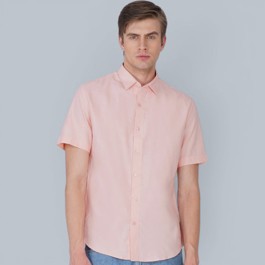 Alvero Peach Chambray Oxford Shirt