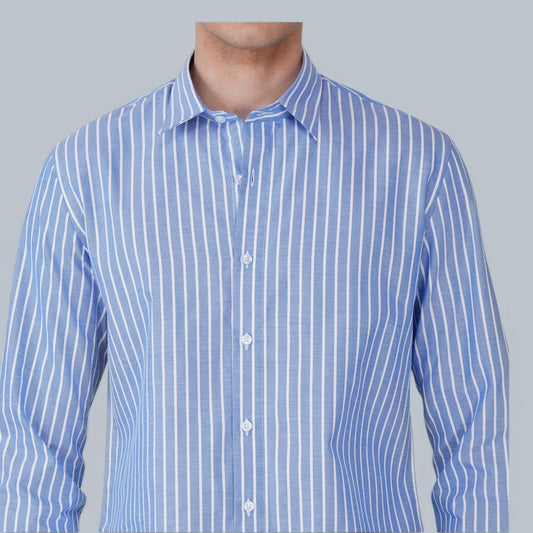 Aurelio Blue Striped Oxford Shirt