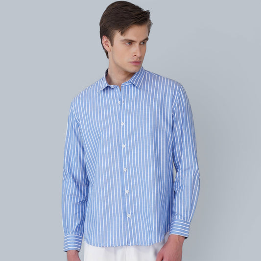 Aurelio Blue Striped Oxford Shirt