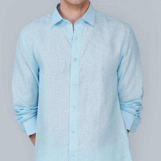 Averon Blue Pure Linen Shirt