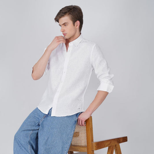 Valerio White Pure Linen Shirt