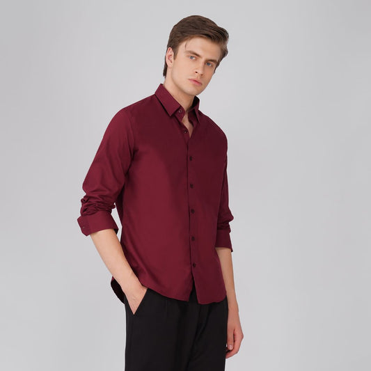Noir Wine Poplin Cotton Shirt