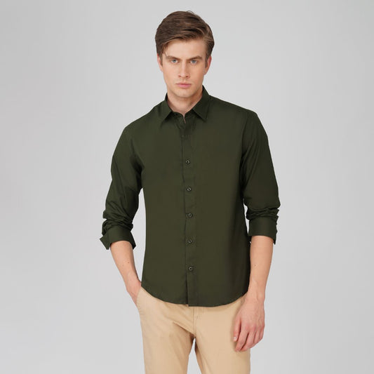 Deep Olive Signature Poplin Shirt