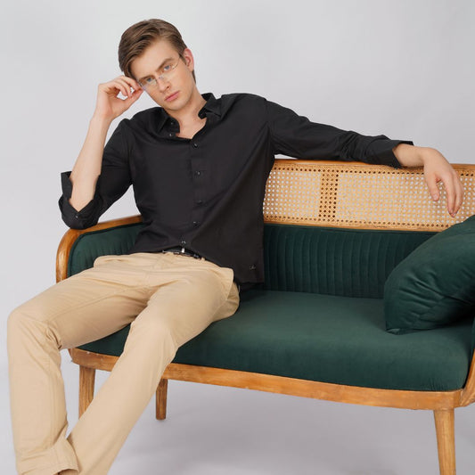 Jet Black Signature Poplin Cotton Shirt