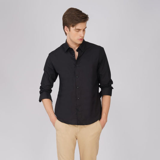 Jet Black Signature Poplin Cotton Shirt