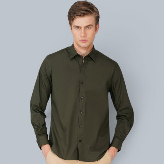 Deep Olive Signature Poplin Shirt