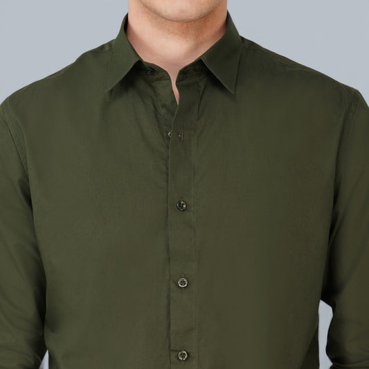 Deep Olive Signature Poplin Shirt