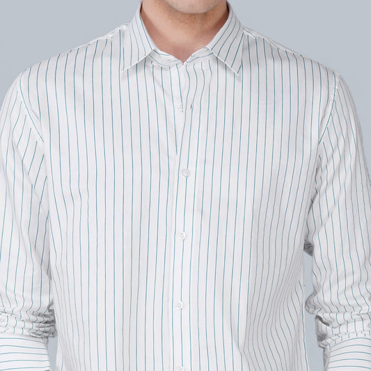 Echelon White Striped Giza Satin Shirt