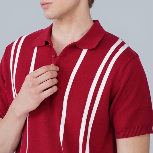 Elite Red German Knit Polo