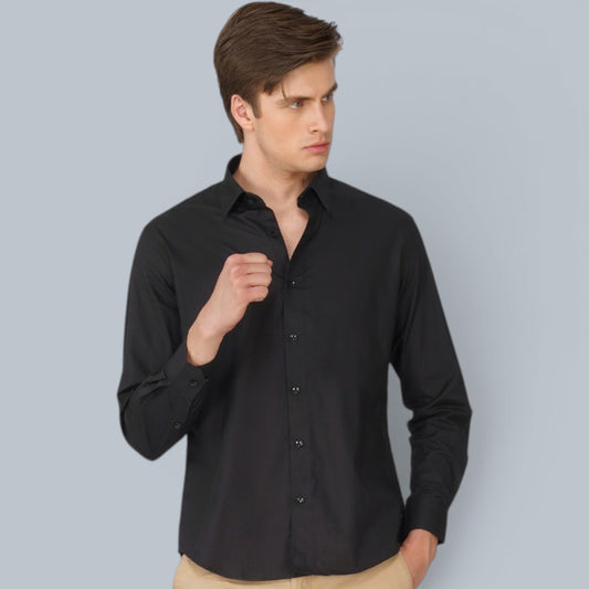 Jet Black Signature Poplin Cotton Shirt