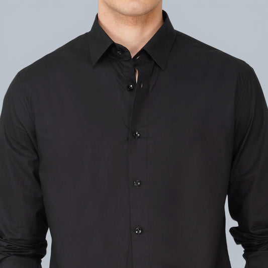Jet Black Signature Poplin Cotton Shirt