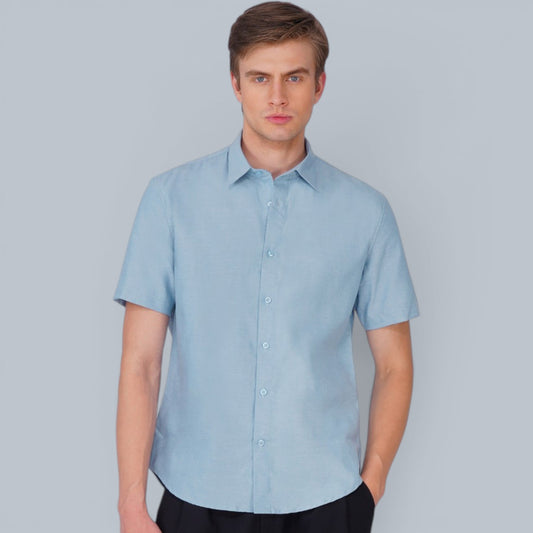 Mist Blue Chambray Oxford Shirt