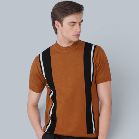 Modern Brown German Knit T-Shirt