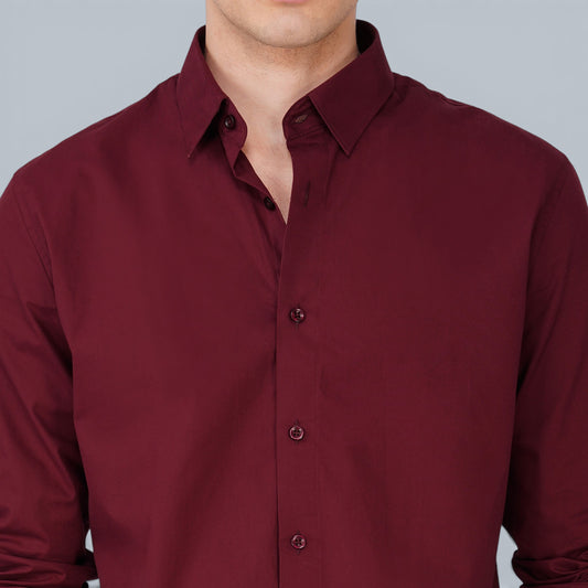 Noir Wine Poplin Cotton Shirt