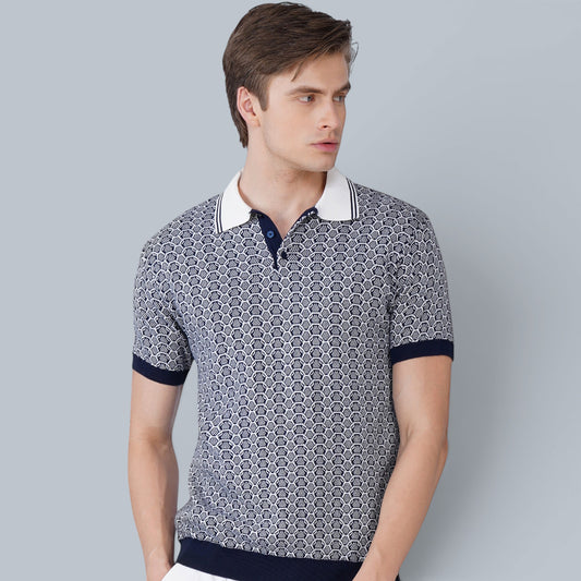 Prime Blue German Jacquard Polo