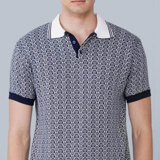 Prime Blue German Jacquard Polo