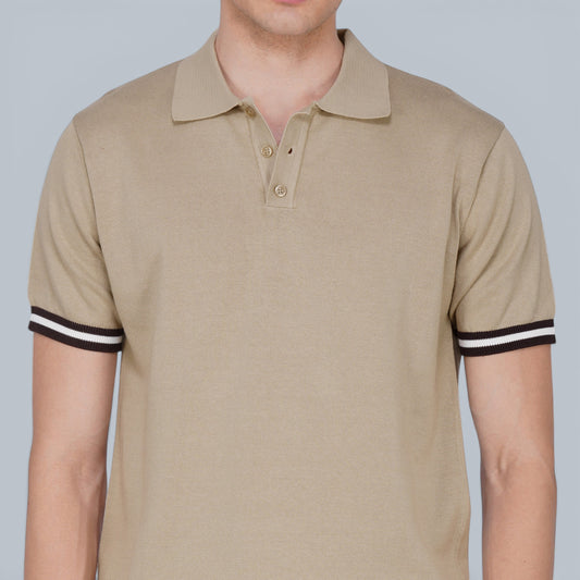 Select Beige German Jacquard Polo