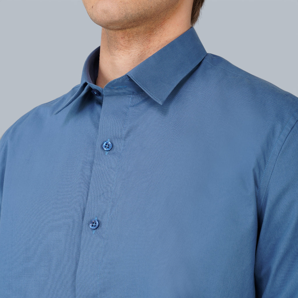 The Riviera Steel Blue Cotton Shirt
