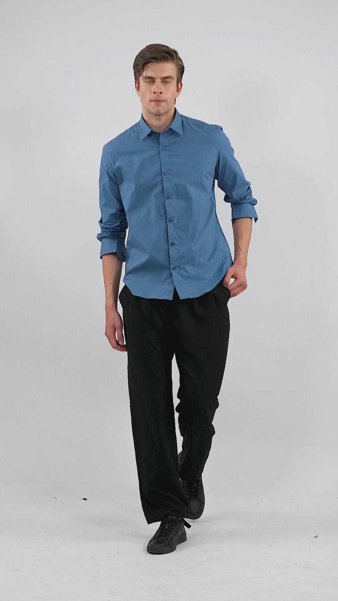 The Riviera Steel Blue Cotton Shirt