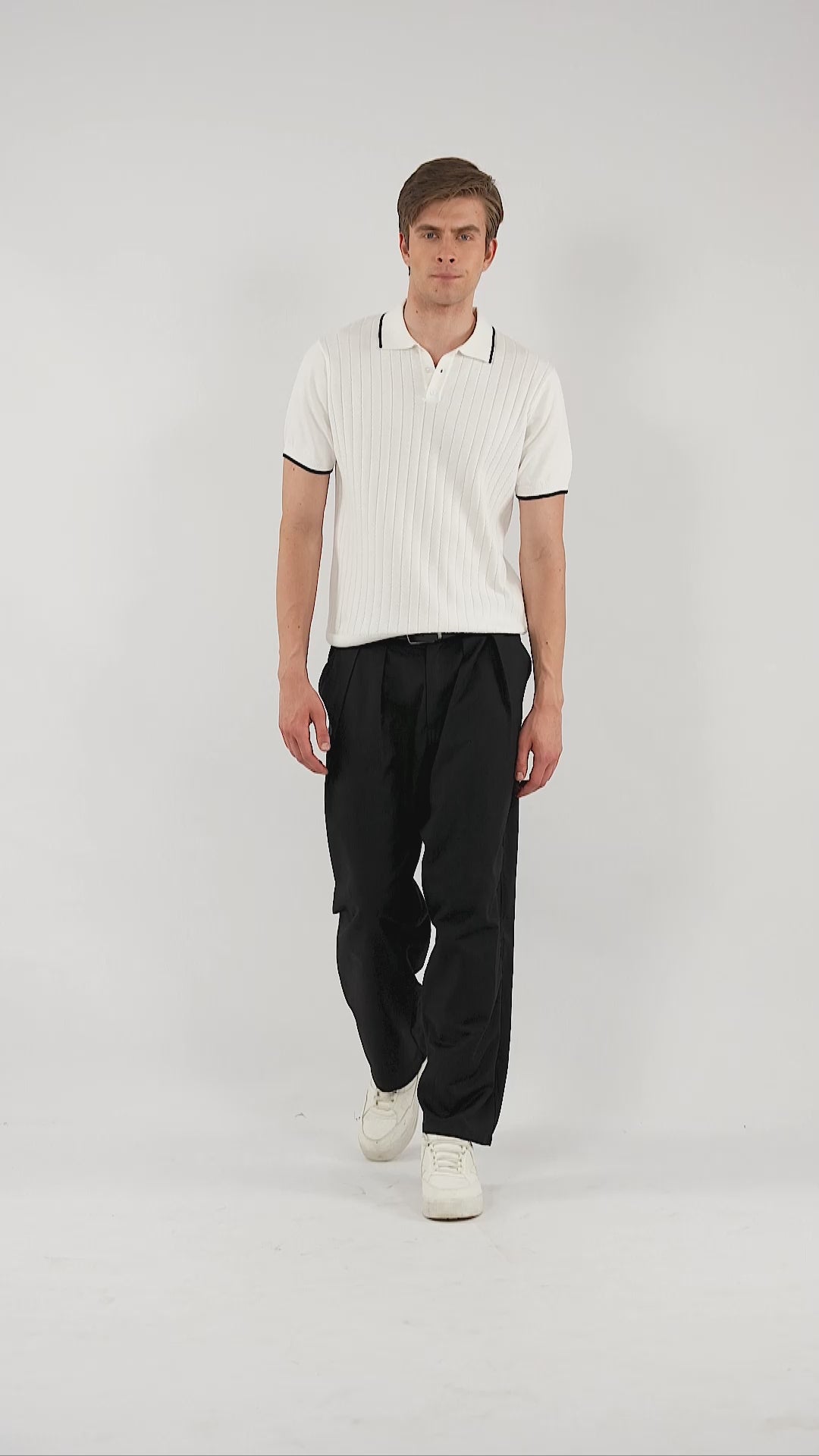 Imperial White German Knit Polo