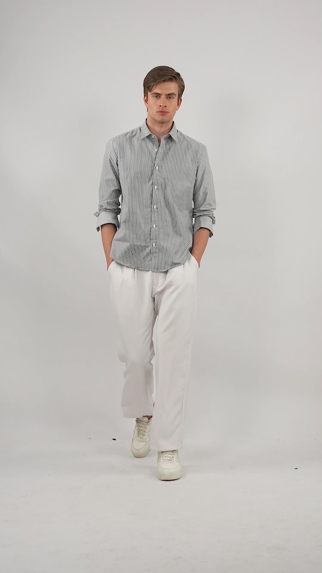 Serano Grey Striped Oxford Shirt