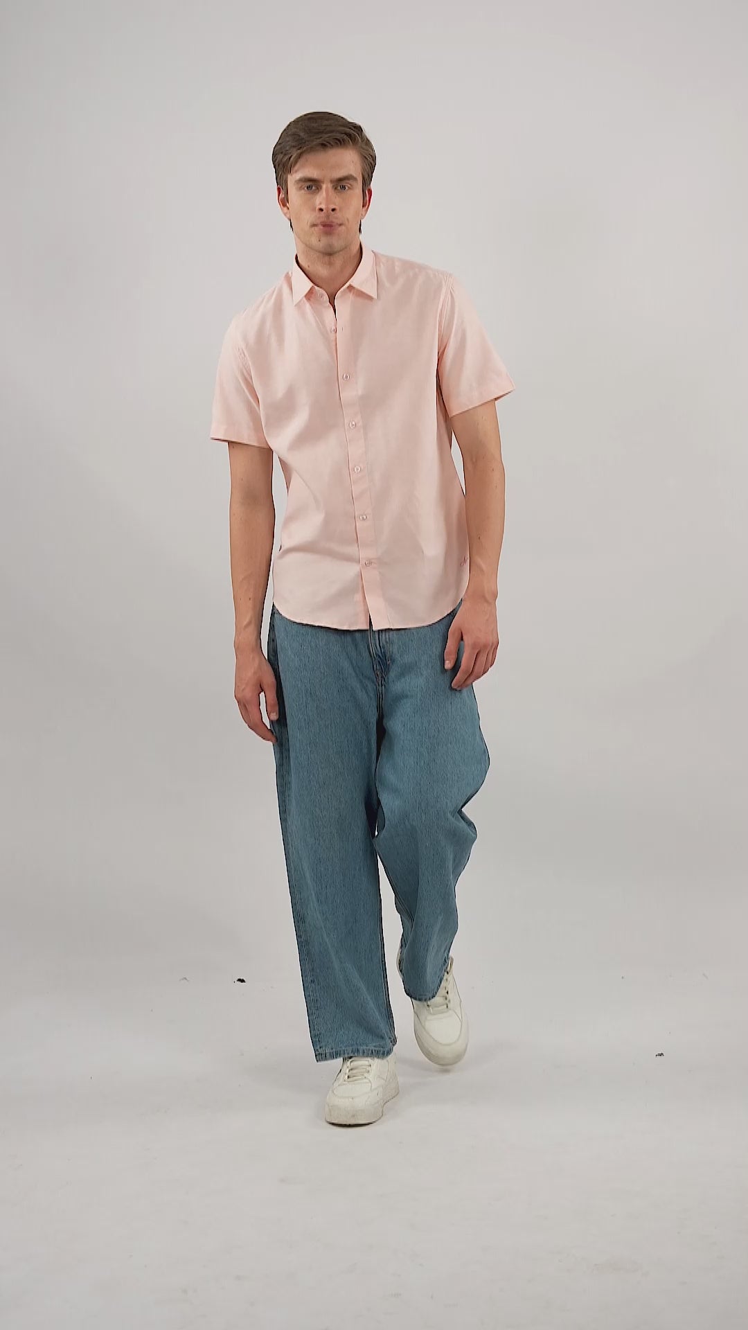 Alvero Peach Chambray Oxford Shirt