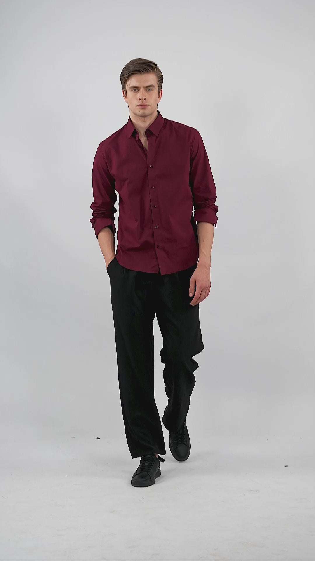 Noir Wine Poplin Cotton Shirt
